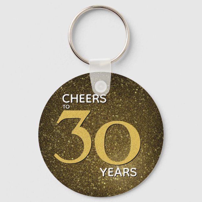 Cheers to 30 Years Black Gold 30th Birthday Keychain (Front)