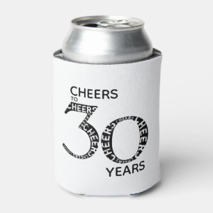 Cheers to 30 Years Black White 30th Birthday Can Cooler