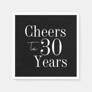 Cheers to 30 Years Black White 30th Birthday Party Napkins