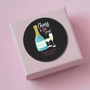 Cheers to 30 years bubbly 30th birthday party classic round sticker