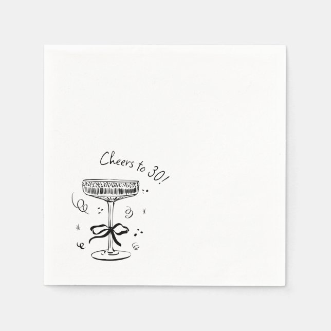 Cheers to 30 Years Cocktail Party Napkins (Front)