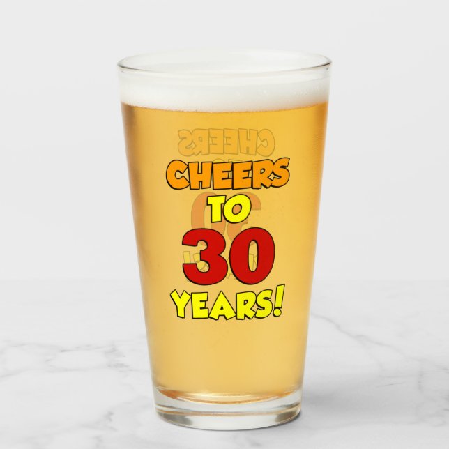 Cheers To 30 Years Colorful Glass (Front Filled)