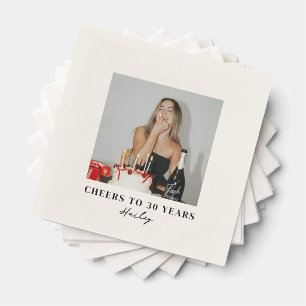 Cheers to 30 Years Custom Photo Birthday Napkins