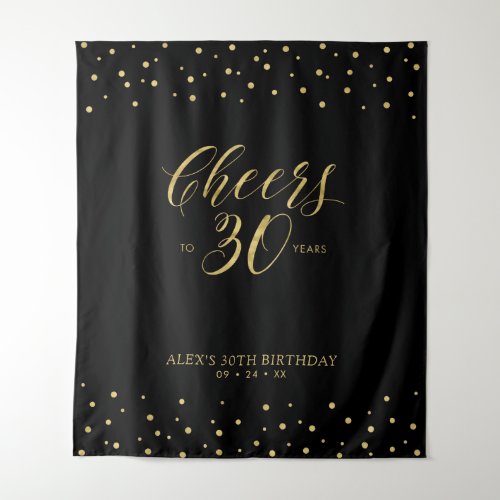 Cheers to 30 years  Gold  Black Birthday Party T Tapestry