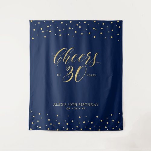 Cheers to 30 years | Gold & Navy Birthday Party