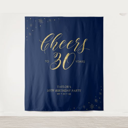 Cheers to 30 years | Gold & Navy Birthday Party