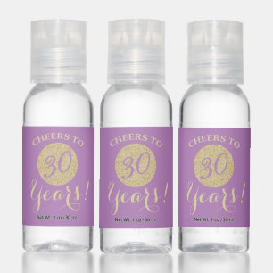 Cheers to 30 Years Lavender Purple Gold Glitter Hand Sanitizer