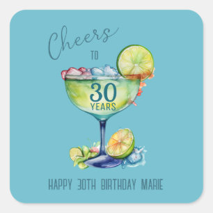 Cheers to 30 Years Milestone Birthday  Square Sticker