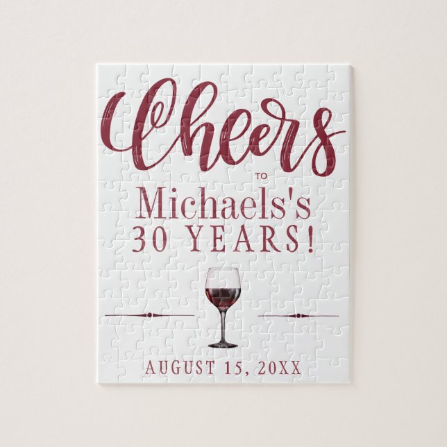 Cheers to 30 years personalized birthday gift jigsaw puzzle (Vertical)