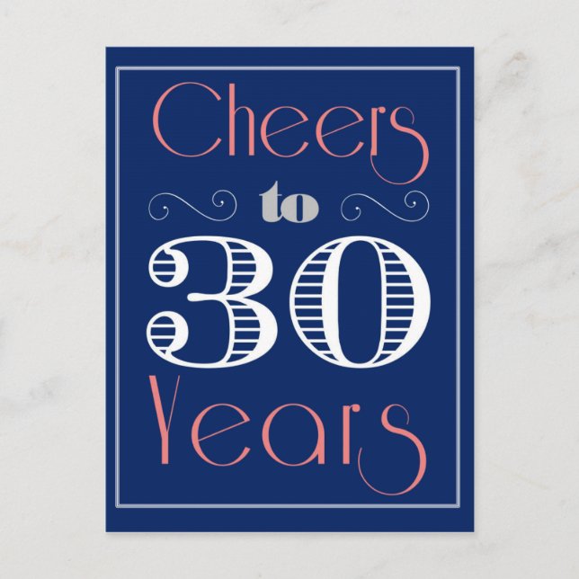 Cheers to 30 Years Postcard (Front)