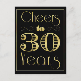 Cheers to 30 Years Postcard