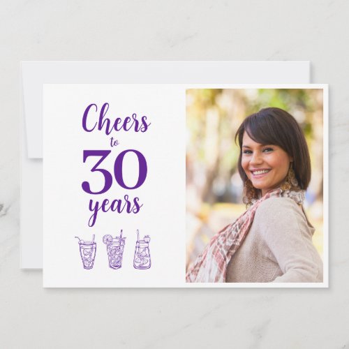 Cheers To 30 Years Purple Birthday Invitation