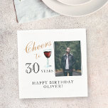 Cheers to 30 Years Red Wine 30th Birthday Photo Napkins<br><div class="desc">Cheers to 30 Years Red Wine 30th Birthday Party Photo Napkins. Great napkins for the 30th birthday party with a custom photo and your name. Personalize it with your photo, your name and the age number, and make your own personal birthday party sign. It`s great for a man`s birthday party....</div>