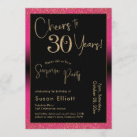Cheers to 30 Years Surprise Birthday Party, Pink