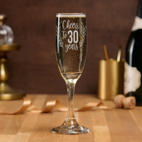 Cheers To 30 Years Thirtieth Birthday Floral Champagne Flute