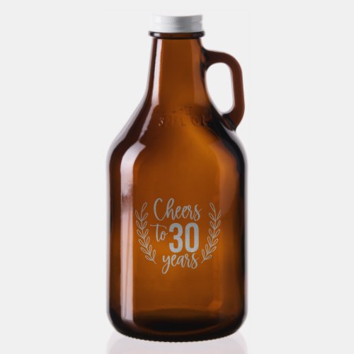 Cheers To 30 Years Thirtieth Birthday Floral Growler