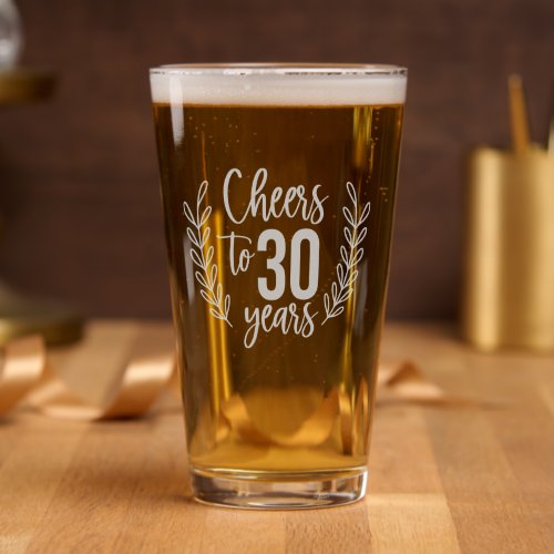 Cheers To 30 Years Thirtieth Birthday Floral Pint Glass