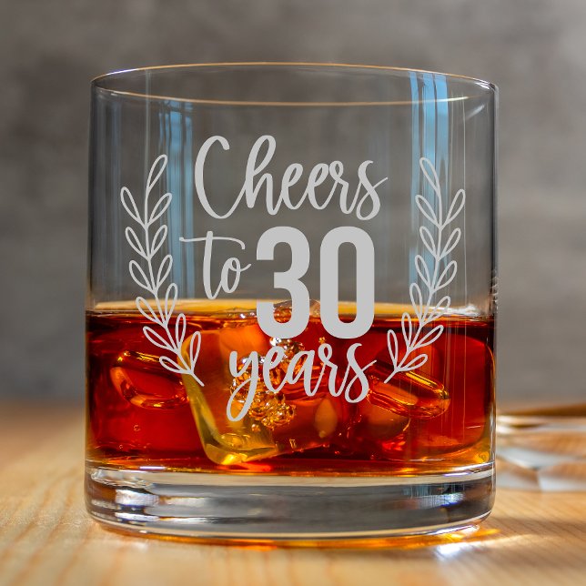 Cheers To 30 Years Thirtieth Birthday Floral Rocks Glass (Creator Uploaded)