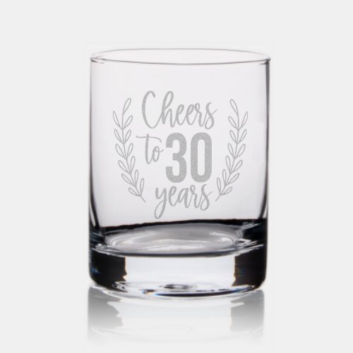 Cheers To 30 Years Thirtieth Birthday Floral Rocks Glass