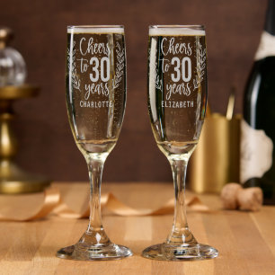 Cheers To 30 Years Thirtieth Birthday Personalized Champagne Flute