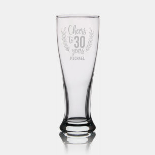 Cheers To 30 Years Thirtieth Birthday Personalized Pilsner Glass