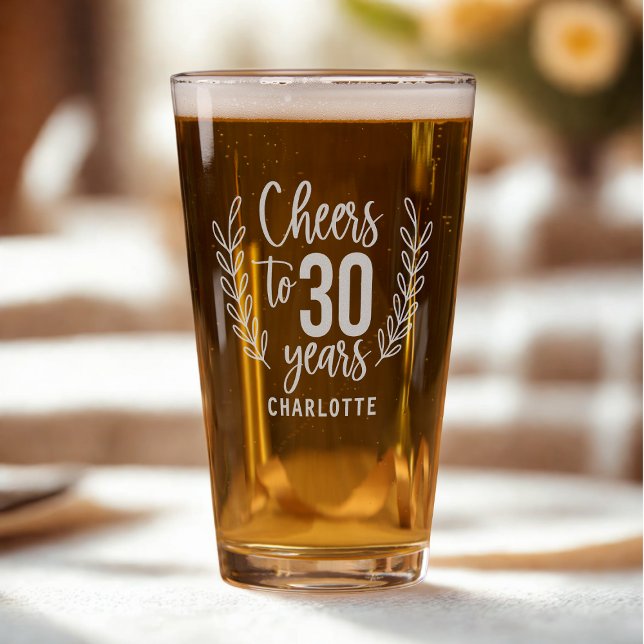 Cheers To 30 Years Thirtieth Birthday Personalized Pint Glass (Creator Uploaded)