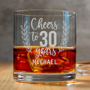 Cheers To 30 Years Thirtieth Birthday Personalized Rocks Glass