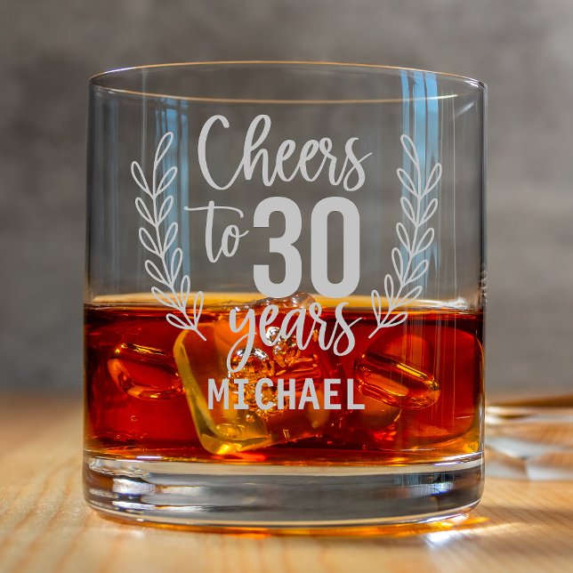 Cheers To 30 Years Thirtieth Birthday Personalized Rocks Glass (Creator Uploaded)