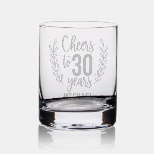 Cheers To 30 Years Thirtieth Birthday Personalized Rocks Glass