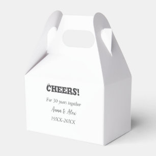 Cheers to 30 years together anniversary add name d favor boxes