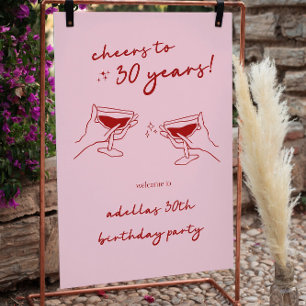 Cheers to 30 Years Welcome Sign Aesthetic Birthday