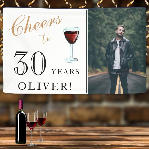 Cheers to 30 Years Wine 30th Birthday Photo Banner