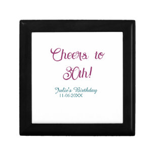 Cheers to 30th birthday name date mauve blue elega gift box
