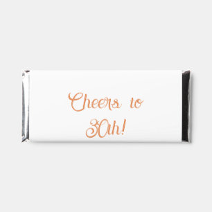 Cheers to 30th birthday name date orange green blu hershey bar favors