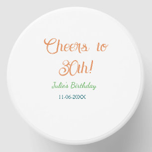 Cheers to 30th birthday name date orange green blu mini candle favors
