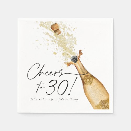 Cheers to 30th Birthday Personalized Paper Napkins