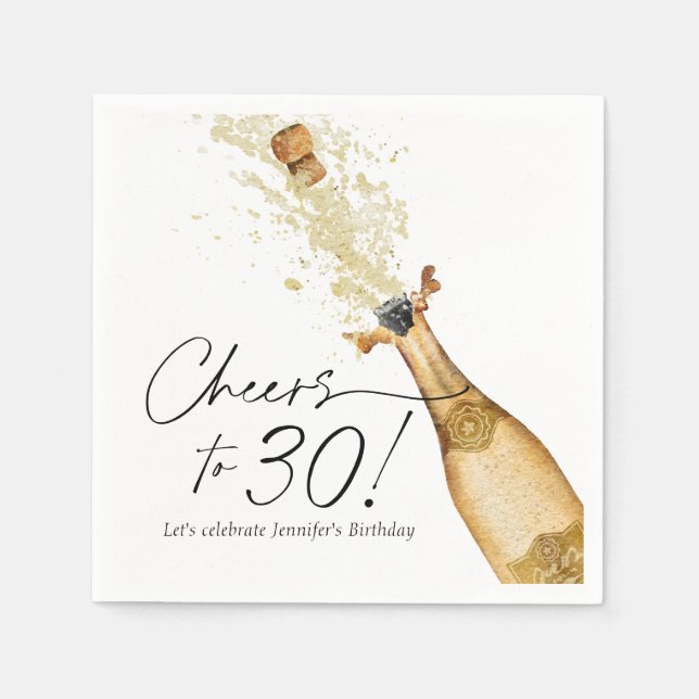 Cheers to 30th Birthday Personalized Paper Napkins (Front)