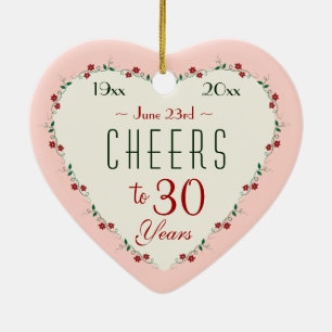 Cheers to 30th Wedding Anniversary Christmas Gifts Ceramic Ornament