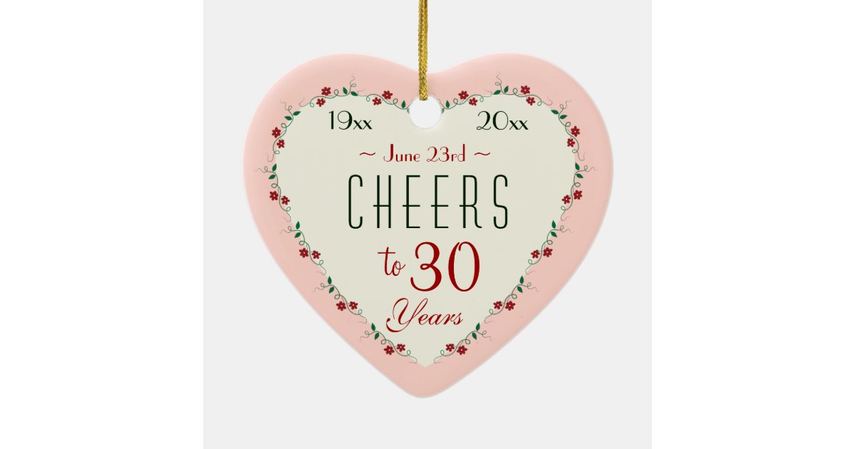 Cheers To 30th Wedding Anniversary Christmas Gifts Ceramic Ornament Zazzle Com