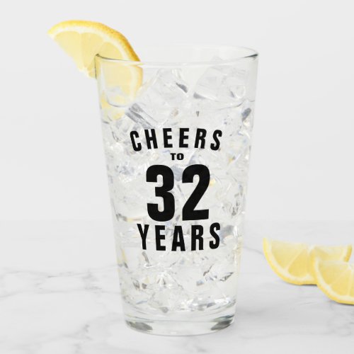 Cheers to 32 years 32nd Birthday beer glass gift