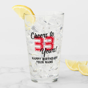 Cheers to 33 years cool Birthday beer glass gift