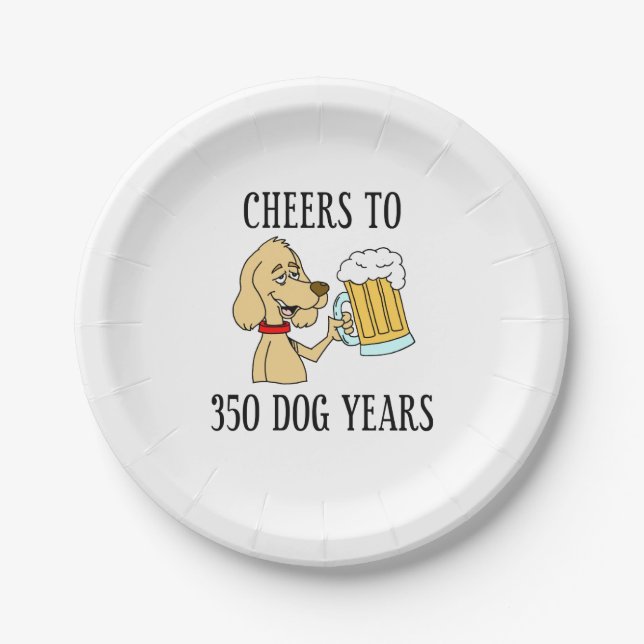 Cheers To 350 Dog Years 50th Birthday Paper Plates (Front)