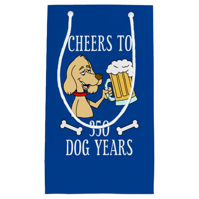 Cheers To 350 Dog Years 50th Birthday Small Gift Bag (Front)