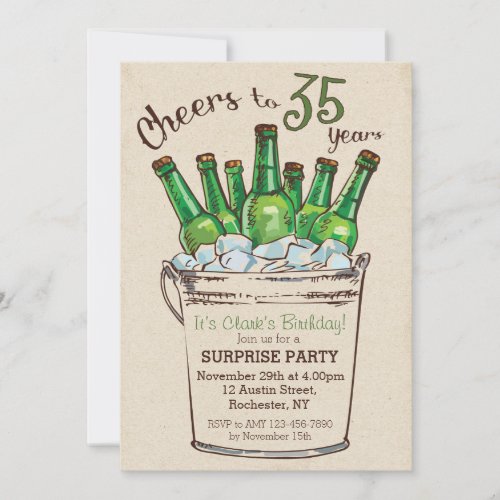 Cheers to 35 years Birthday Invitation