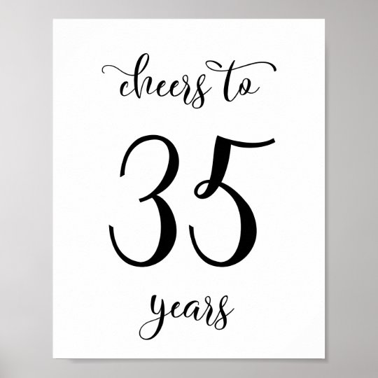 Cheers to 35 years birthday sign