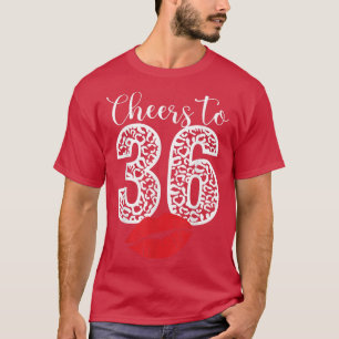 Cheers to 36 Years Lips Happy Birthday Leopard Bor T-Shirt