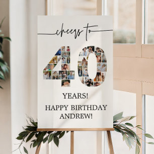 Cheers to 40 40th Birthday Photo Collage Foam Board