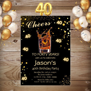 Cheers to 40 Birthday Party Invitation