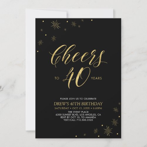 Cheers to 40 | Gold & Black 40th Birthday Party