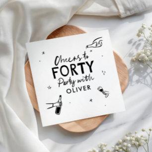 Cheers to 40 modern whimsical birthday decor napkins